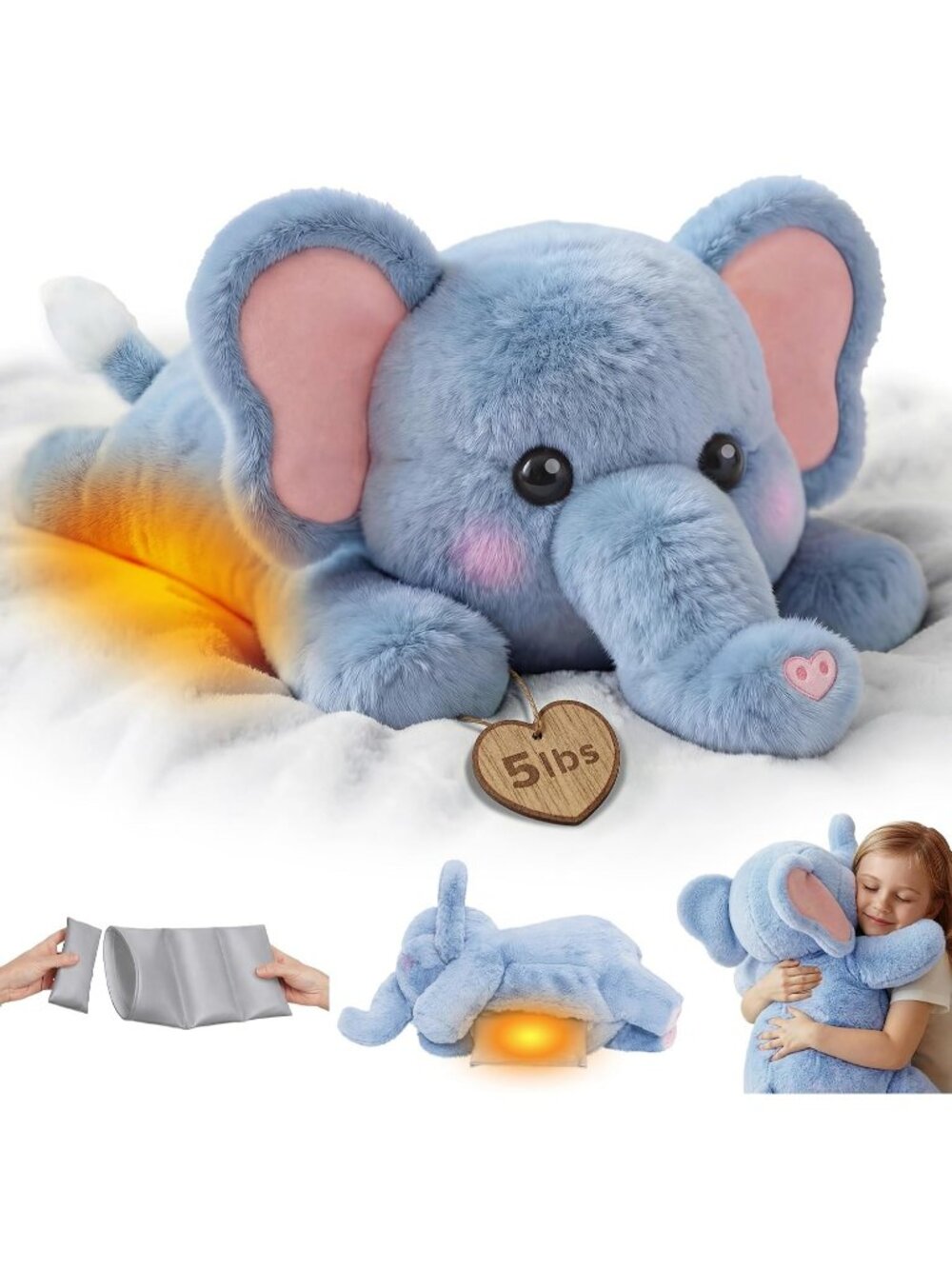 Elephant Weighted Plush 2-5 Lbs 23" Microwavable Heatable Coolable Toy
